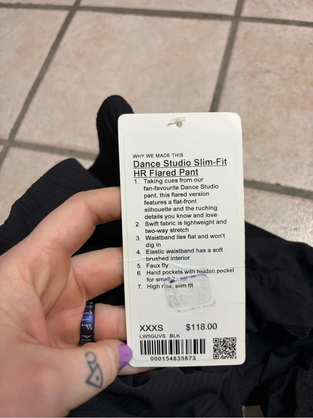 NWT Lululemon Dance Studio Slim-Fit High-Rise Flared Pant (Black) Size XXXS